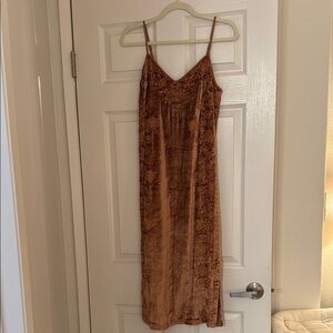 Anthropologie Velvet Slip Dress in Burnt Orange